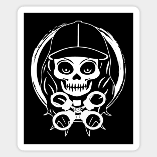 Security Skull and Crossed Handcuffs White Logo Magnet